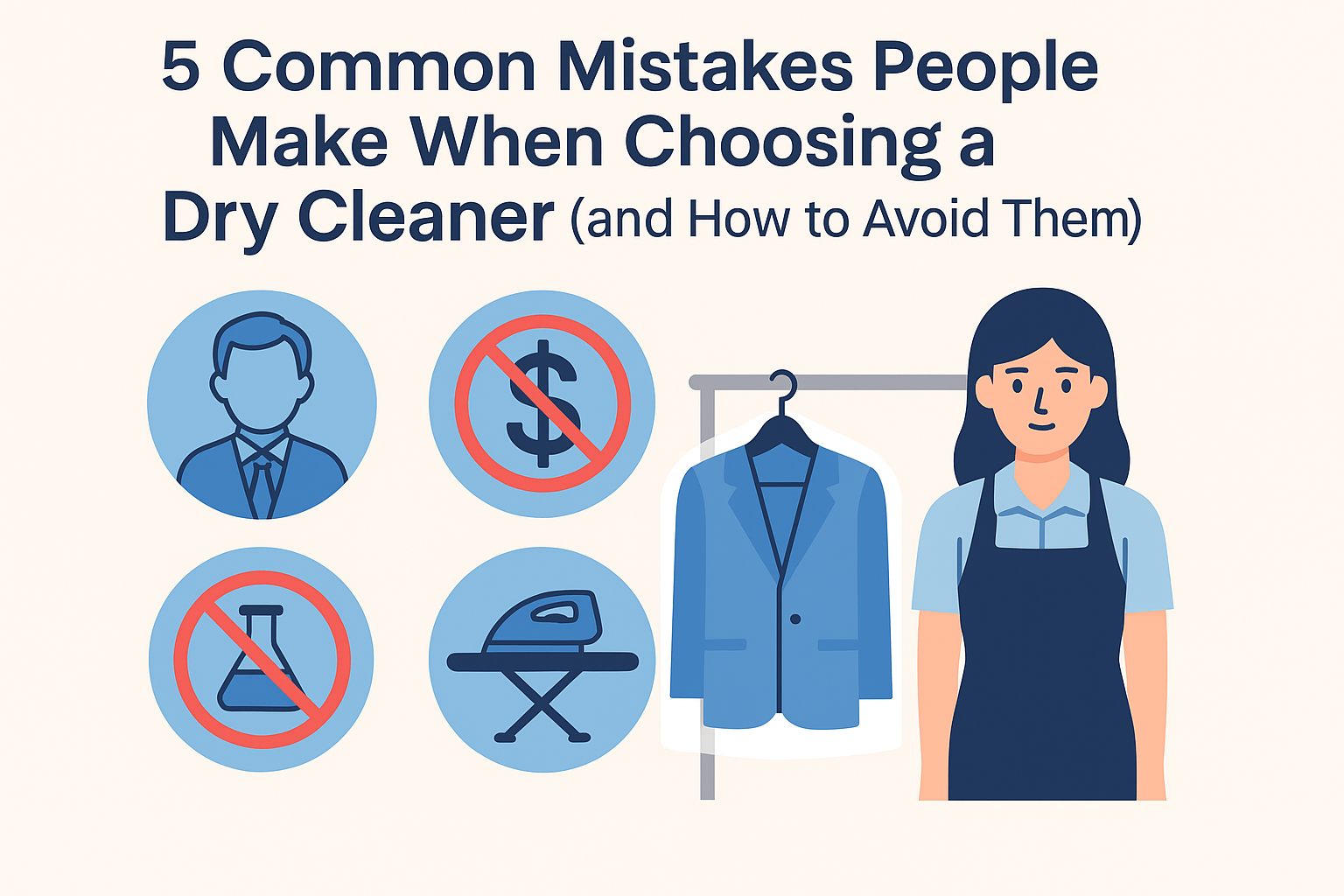 feature image showing a professional dry cleaner Fort Myers assisting customer with clothes in a modern shop